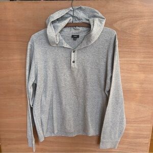 VINCE men's gray ribbed hoodie sweater size M medium cotton modal‎ blend button